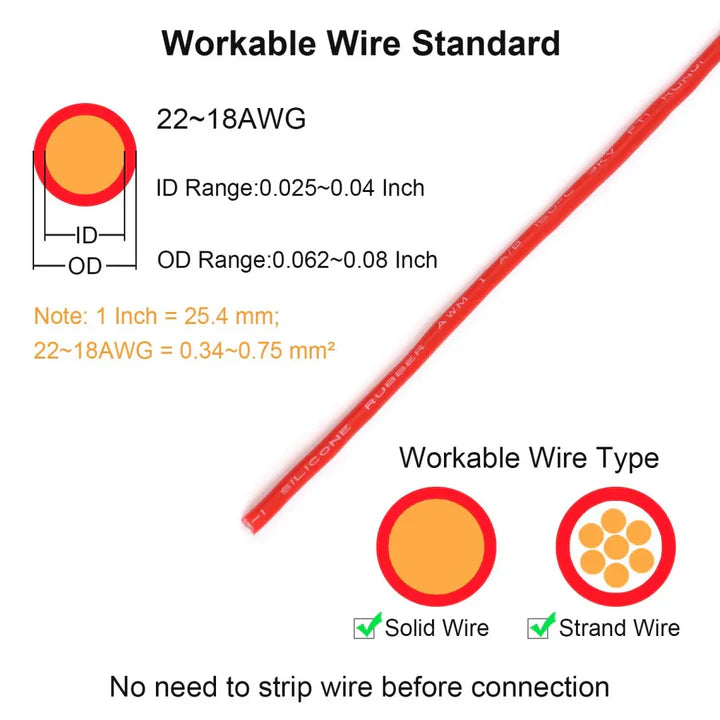 2-Pole Cable Connectors No-Stripping Transparent Window Pack of 50
