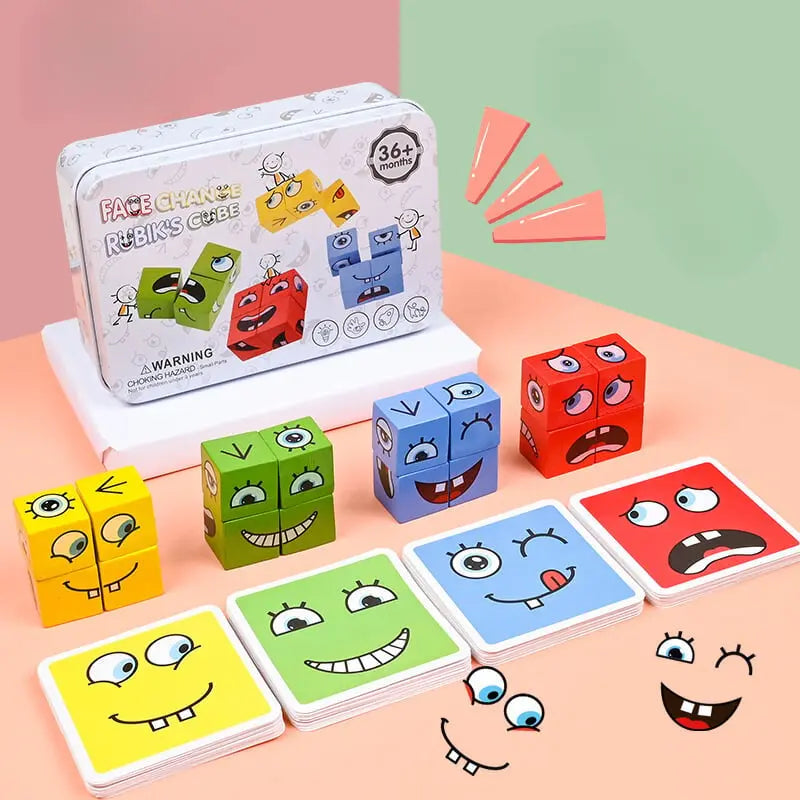 3D Face Puzzle Wooden 16 Blocks & 64 Cards