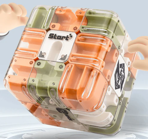3D Maze Cube Transparent Stainless Steel Ball