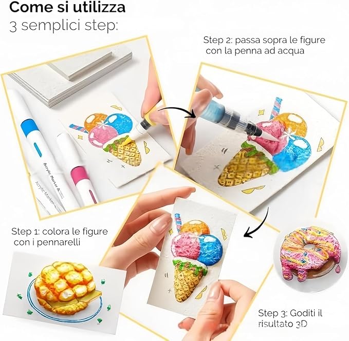 3D Painting Kit Moisture-Reactive Paper & Watercolor Pencils