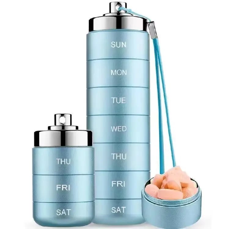 7-Day Pill Organizer Waterproof Aluminum Secure Twist Lock