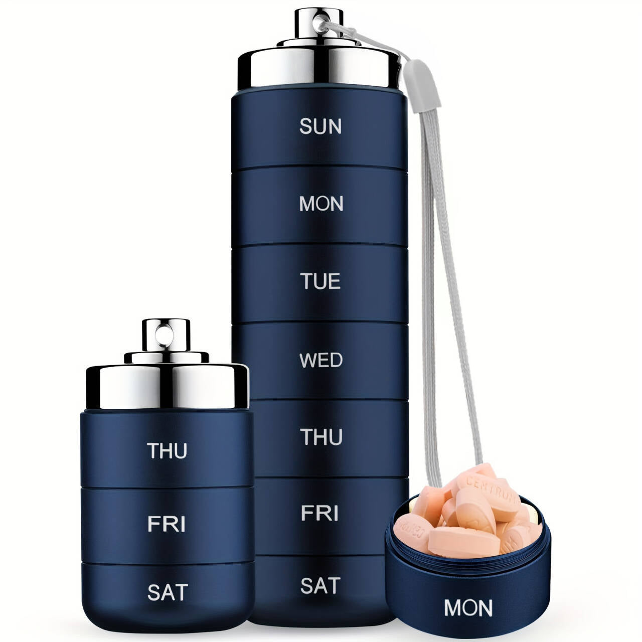 7-Day Pill Organizer Waterproof Aluminum Secure Twist Lock