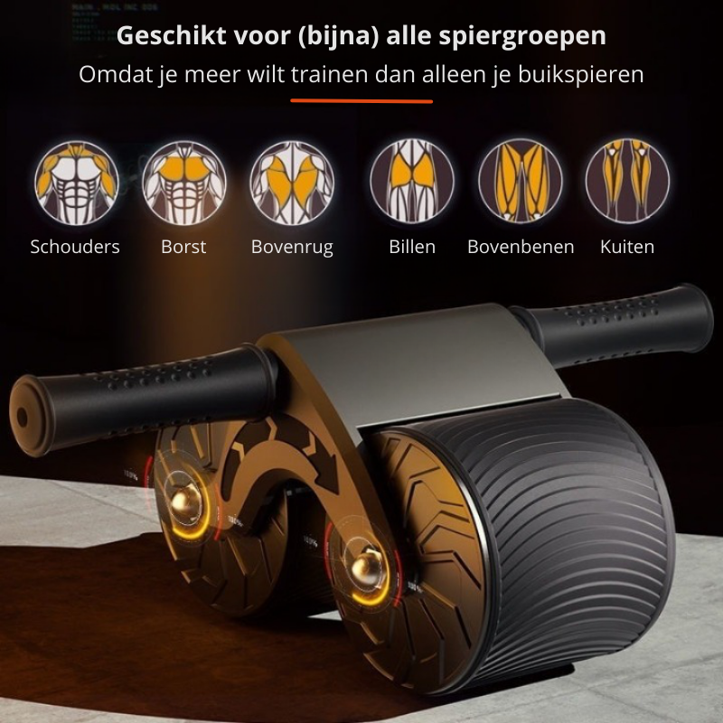 Ab Roller Dual-Wheel Stability Auto-Return Adjustable Resistance