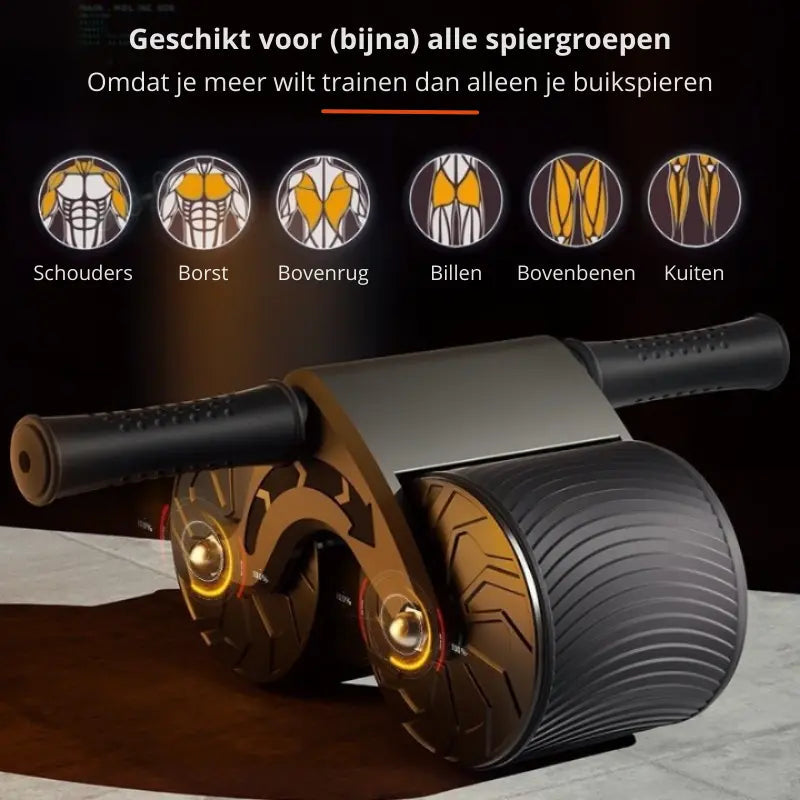 Ab Wheel Automatic Return Phone Holder & Non-Slip Handles