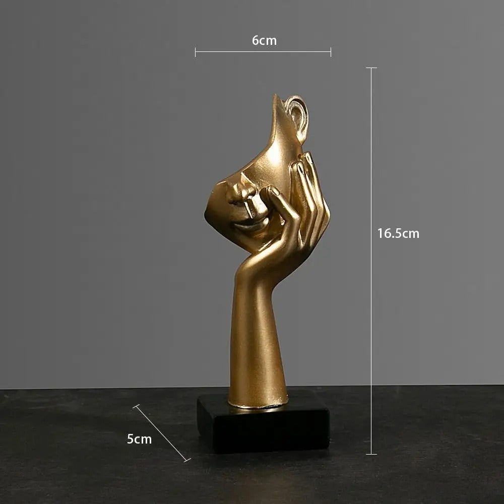 Abstract Face Sculpture Minimalist Resin 17cm