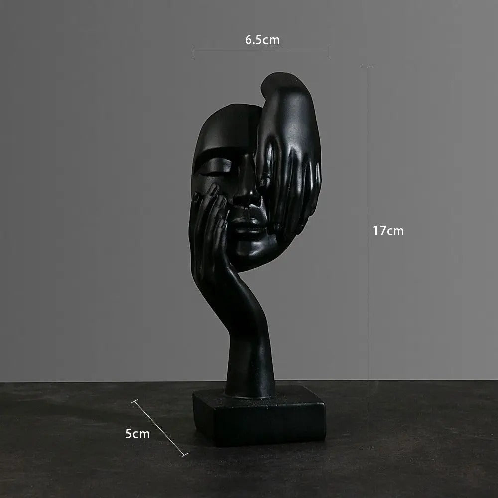 Abstract Face Sculpture Minimalist Resin 17cm