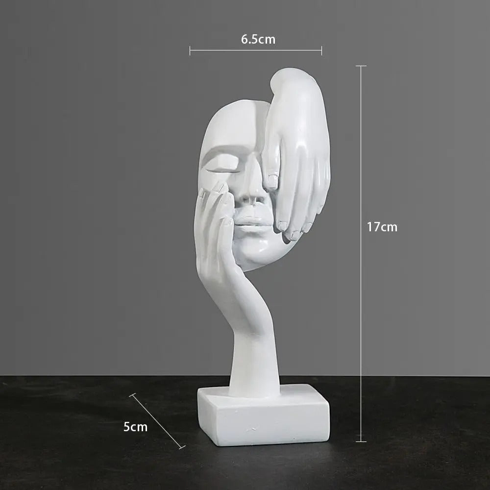 Abstract Face Sculpture Minimalist Resin 17cm