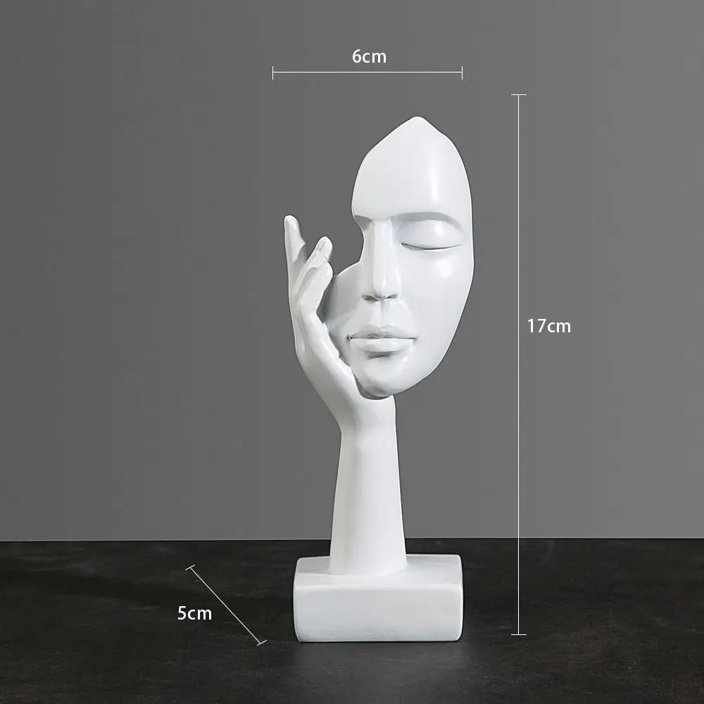 Abstract Face Sculpture Minimalist Resin 17cm