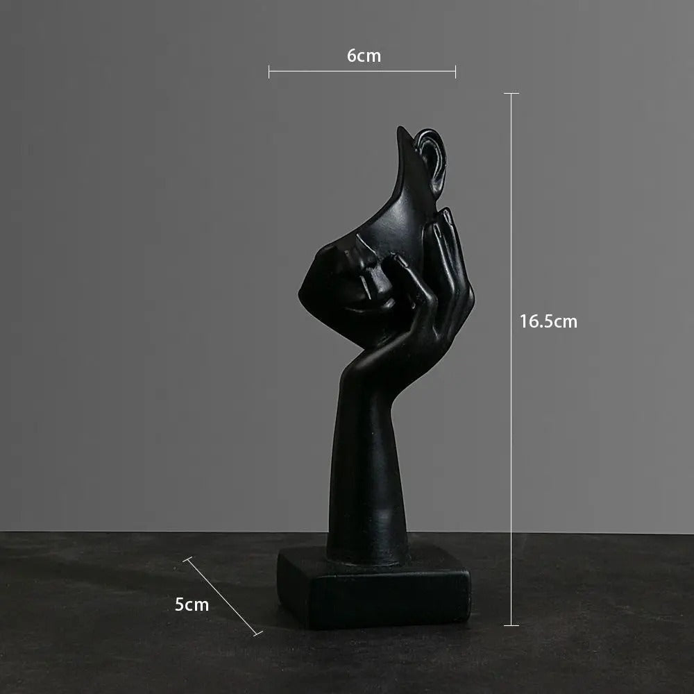 Abstract Face Sculpture Minimalist Resin 17cm