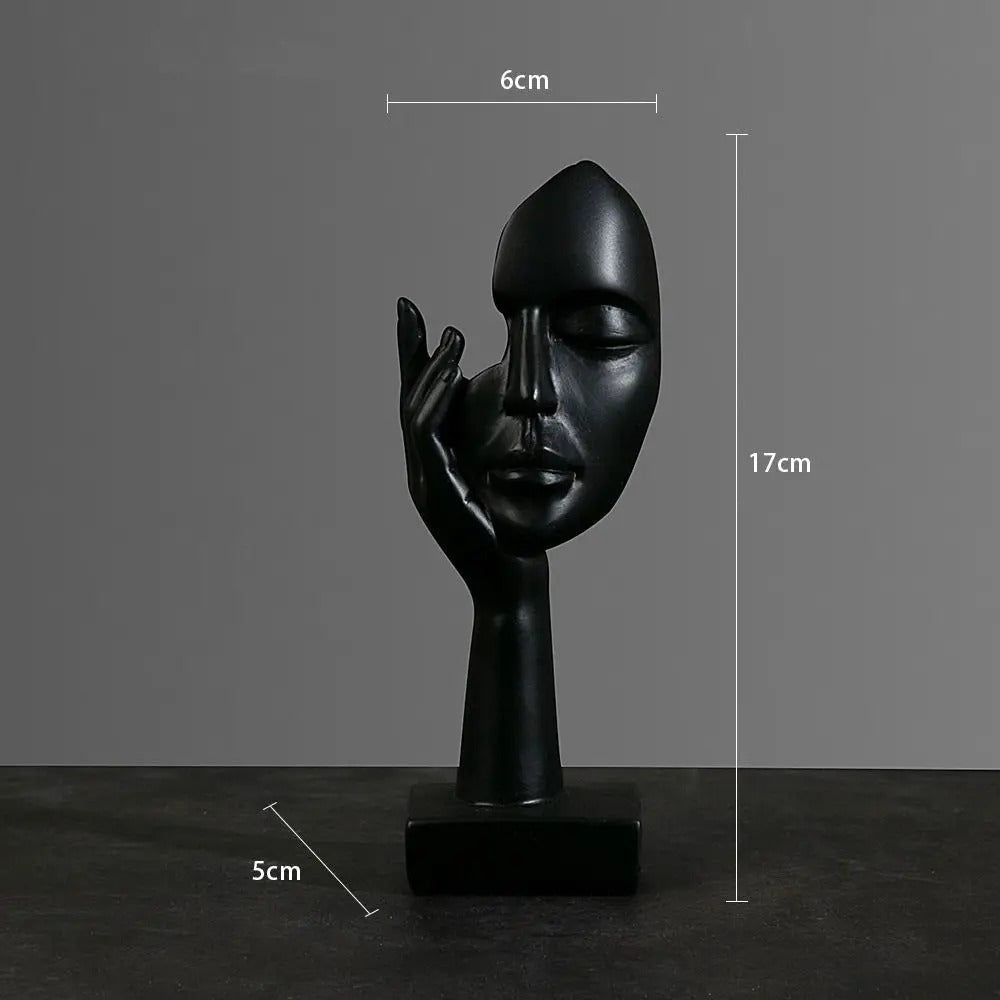 Abstract Face Sculpture Minimalist Resin 17cm