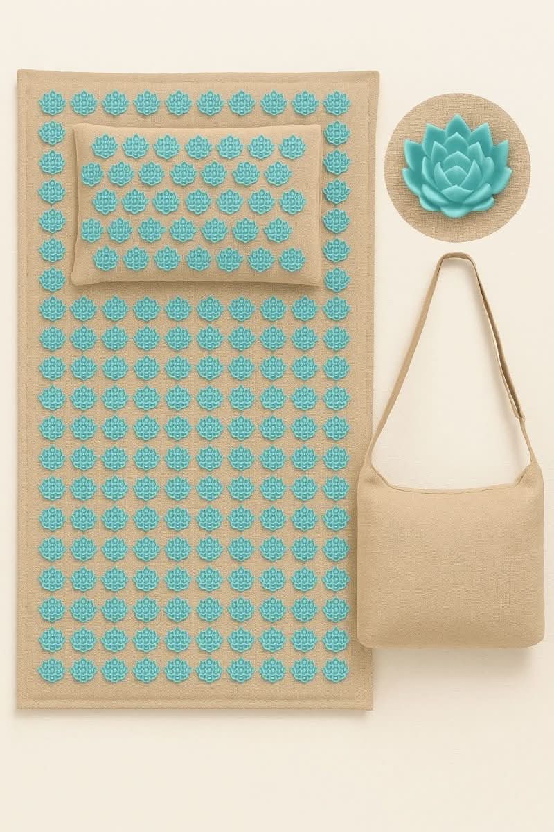 Acupressure Mat Set Pressure-Point Cotton Cover & Neck Pillow