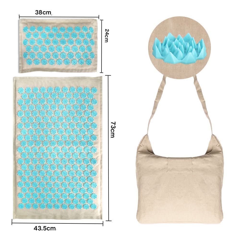 Acupressure Mat Set Pressure-Point Cotton Cover & Neck Pillow