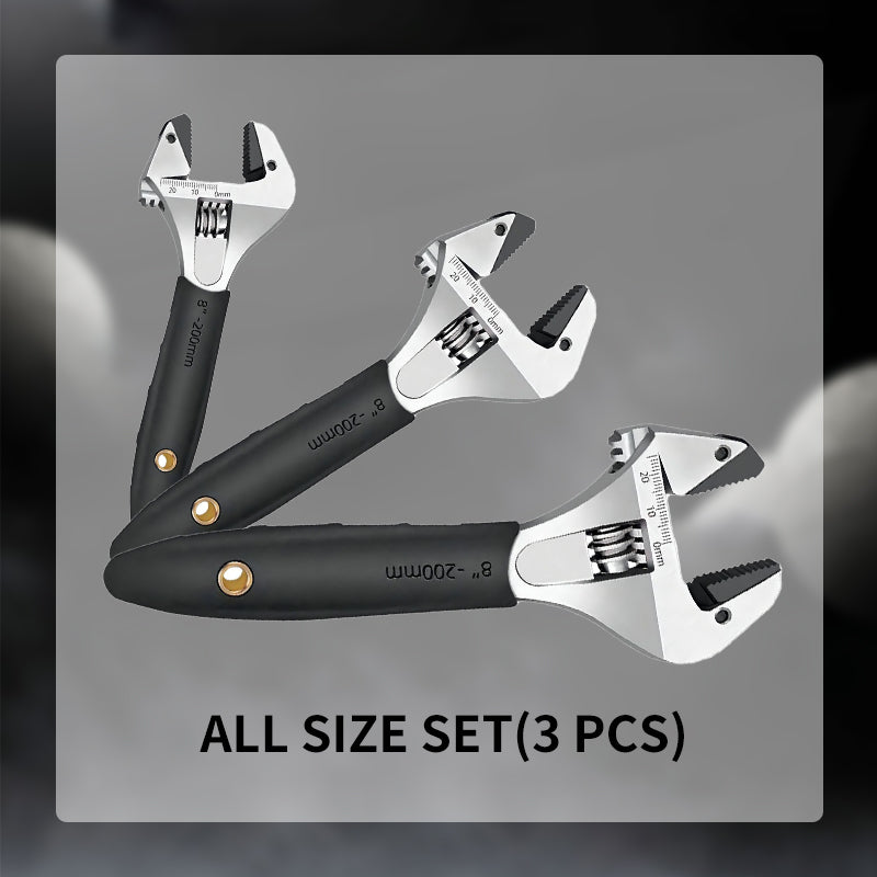 Adjustable Wrench Self-Tightening Ratchet 43 mm Jaw Non-Slip Handle