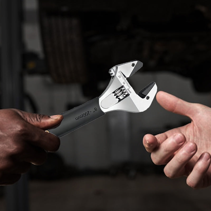 Adjustable Wrench Self-Tightening Ratchet 43 mm Jaw Non-Slip Handle