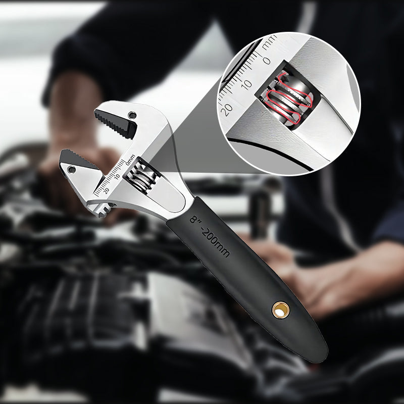 Adjustable Wrench Self-Tightening Ratchet 43 mm Jaw Non-Slip Handle