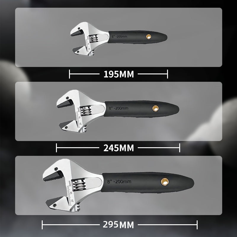 Adjustable Wrench Self-Tightening Ratchet 43 mm Jaw Non-Slip Handle