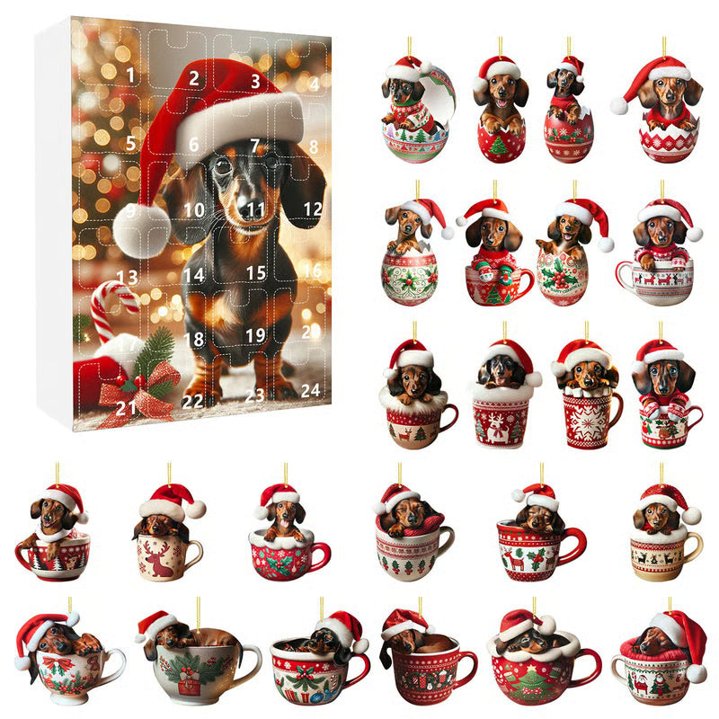 Advent Calendar 24 Dachshund Charms Shatterproof Acrylic