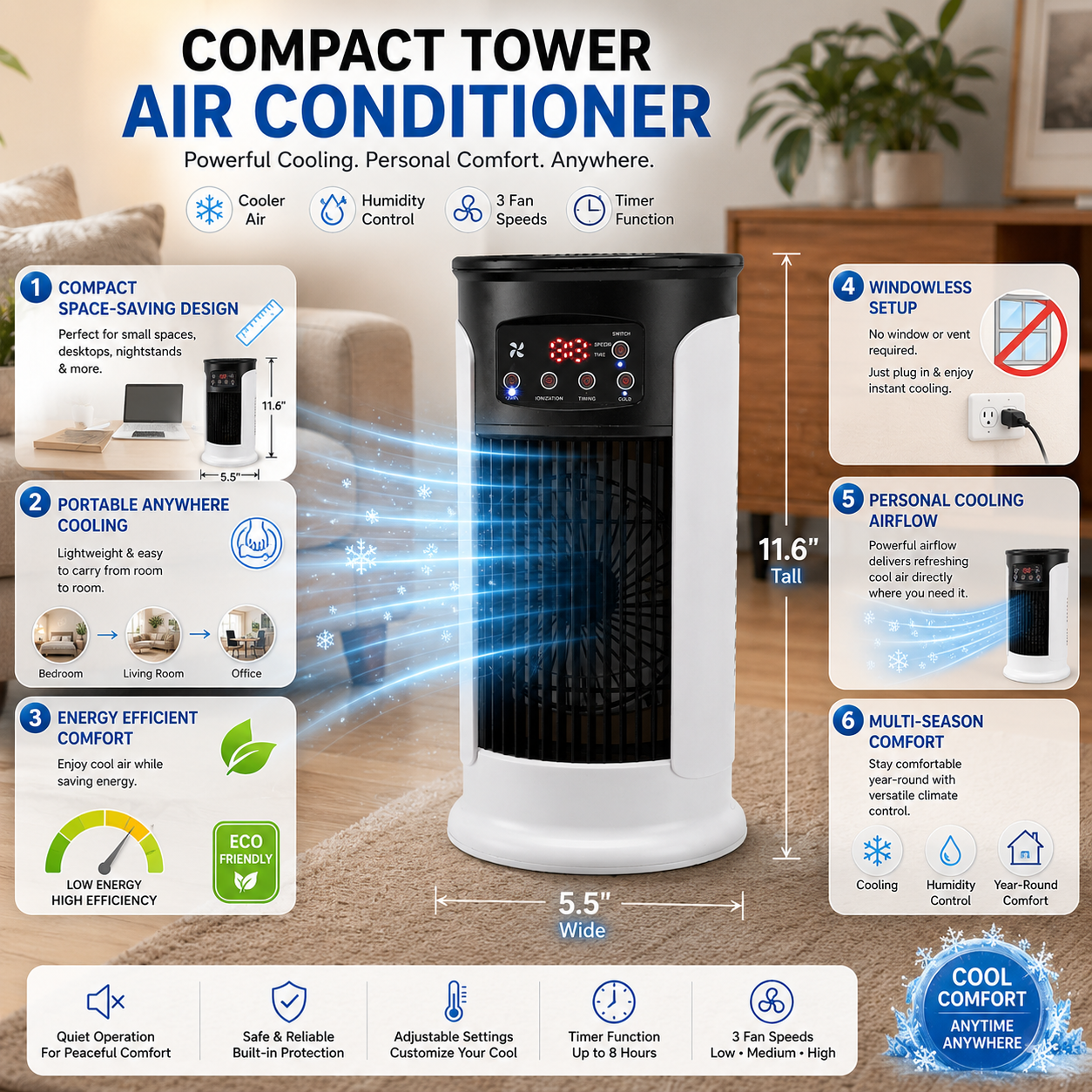 Air Cooler Portable Energy-Saving Windowless Setup