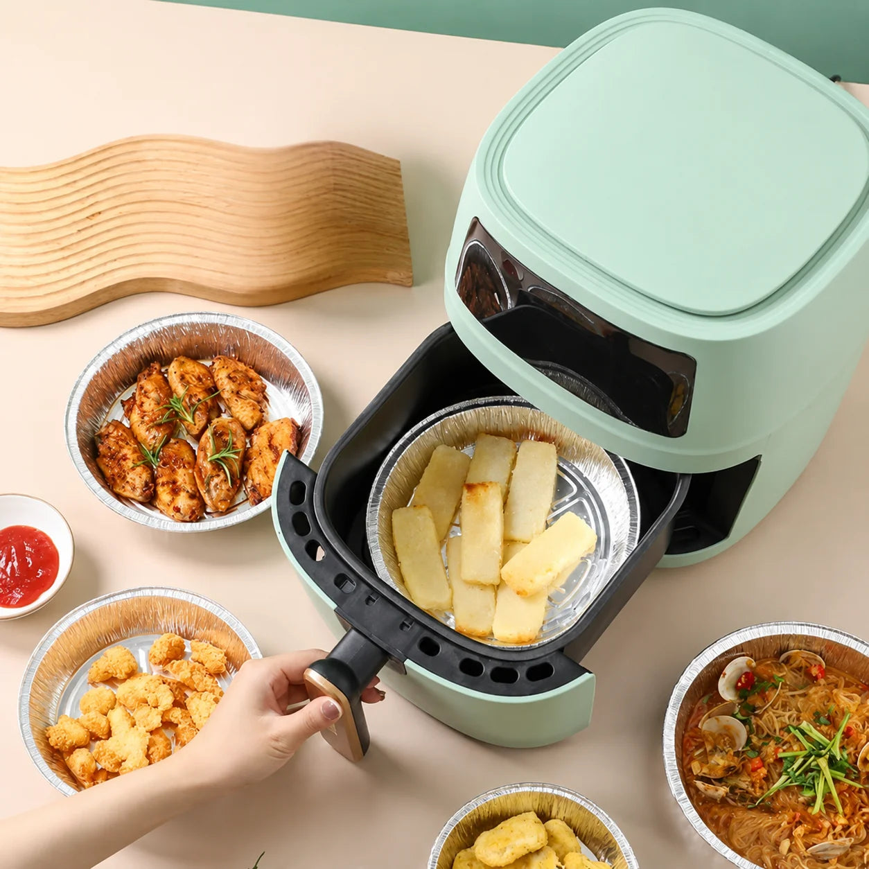 Air Fryer Foil Inserts High Rim Heat-Resistant Disposable
