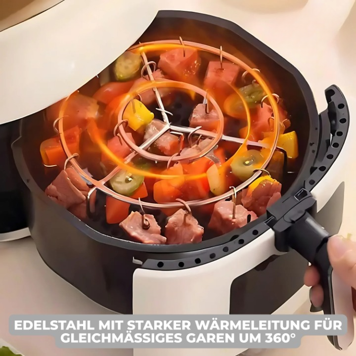 Air Fryer Grill Attachment Rotisserie Skewers Non-Stick Stainless Steel