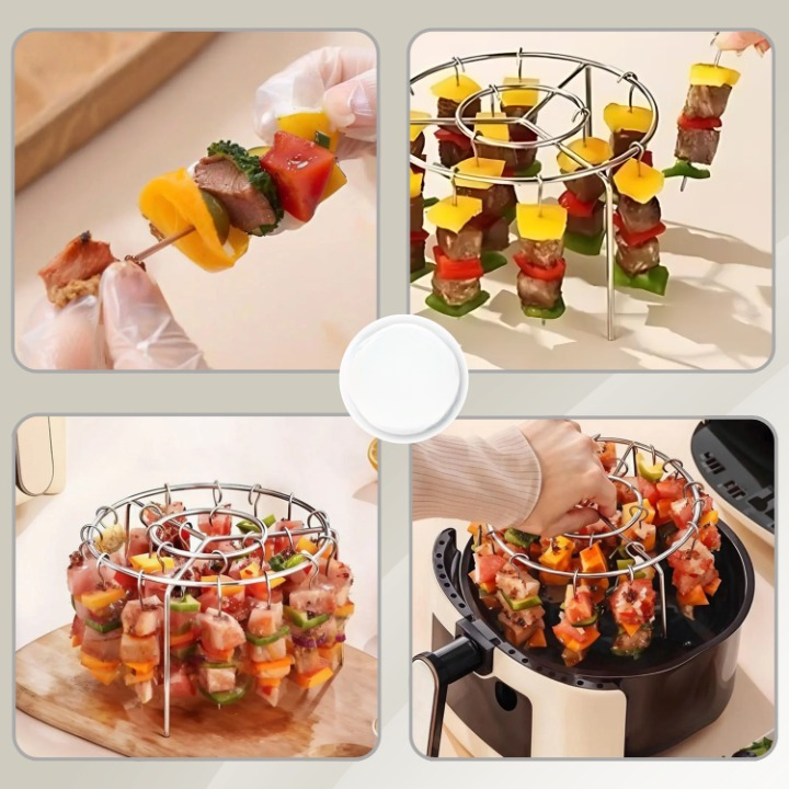Air Fryer Skewer Attachment Rotating Stainless Steel Dishwasher Safe