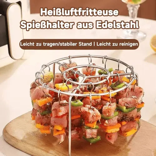 Air Fryer Skewer Rack Non-Stick Stainless Steel Smoke-Free