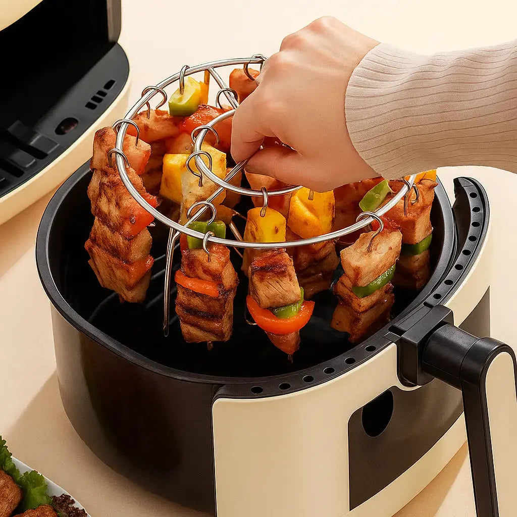 Air Fryer Skewer Rack Non-Stick Stainless Steel Smoke-Free