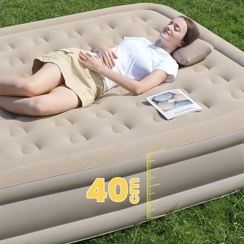 Air Mattress Built-In Battery Pump Honeycomb Support