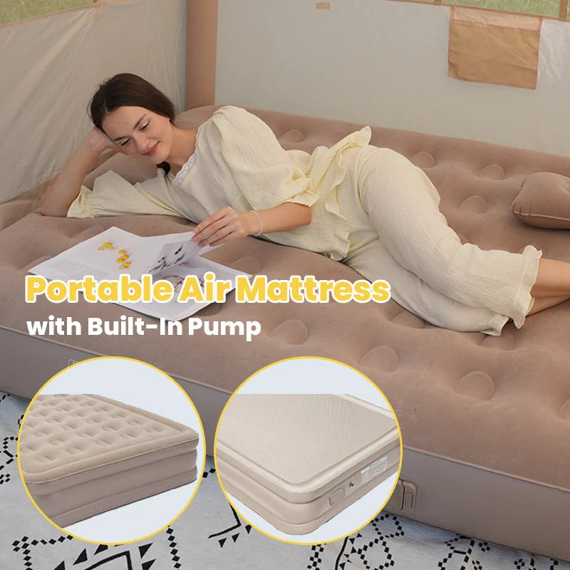 Air Mattress Built-In Battery Pump Honeycomb Support