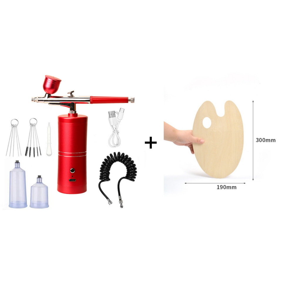 Airbrush Gun Rechargeable Cordless 3 Interchangeable Nozzles