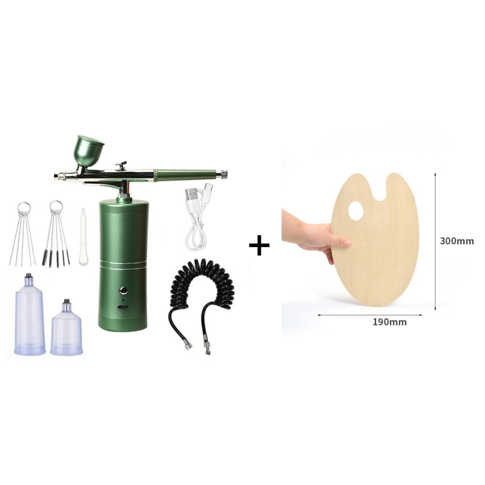 Airbrush Gun Rechargeable Cordless 3 Interchangeable Nozzles