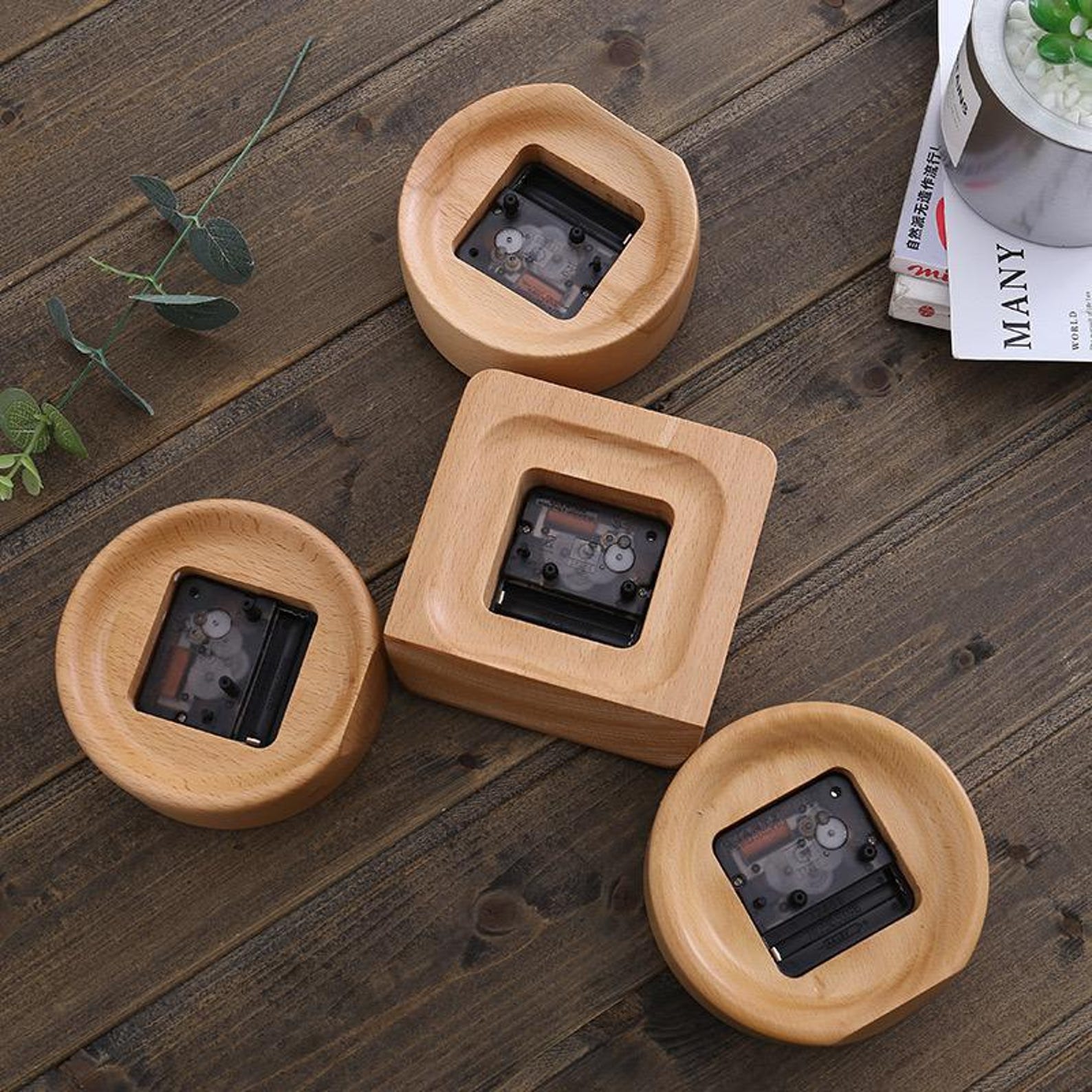 Alarm Clock Beech Wood Silent Quartz Snooze