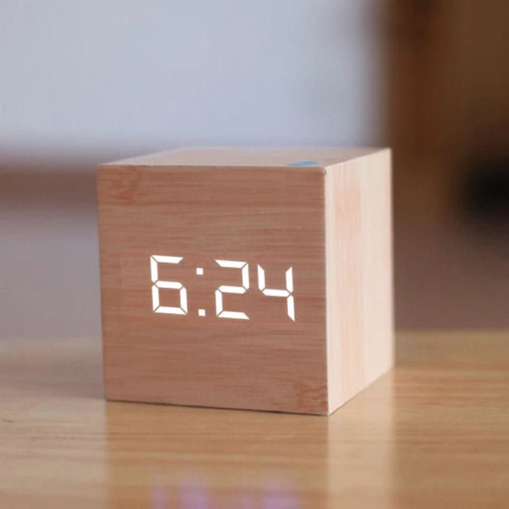 Alarm Clock LED Cube Time Date & Temperature