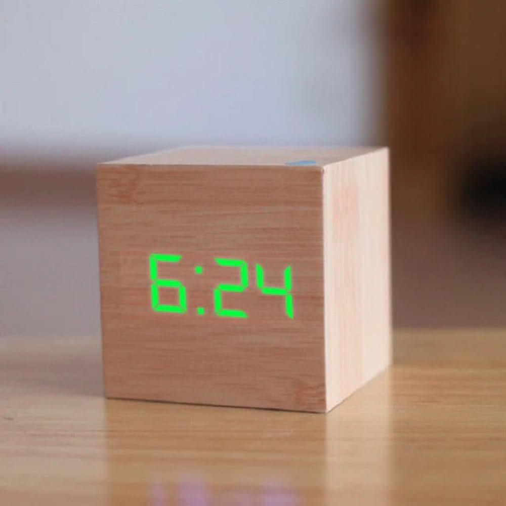 Alarm Clock LED Cube Time Date & Temperature