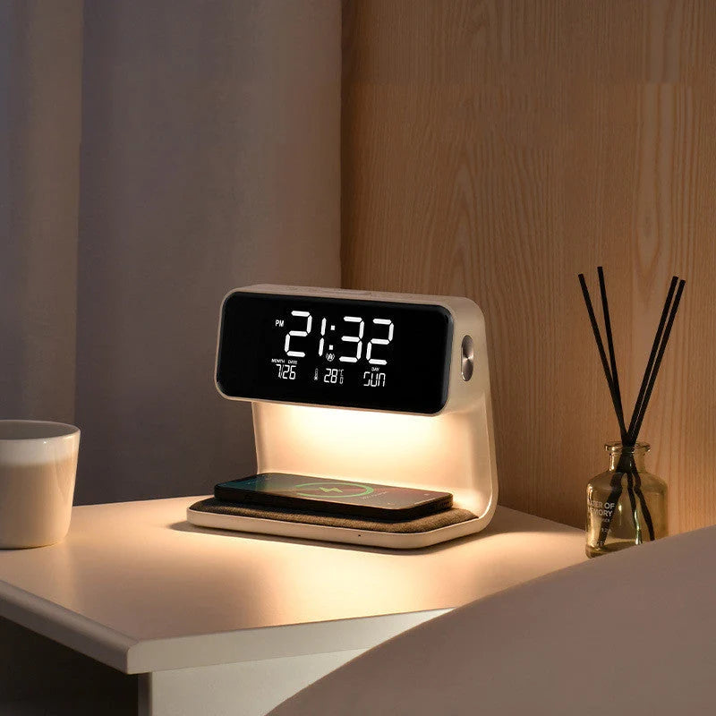 Alarm Clock Wireless Charger & Dimmable Night Light