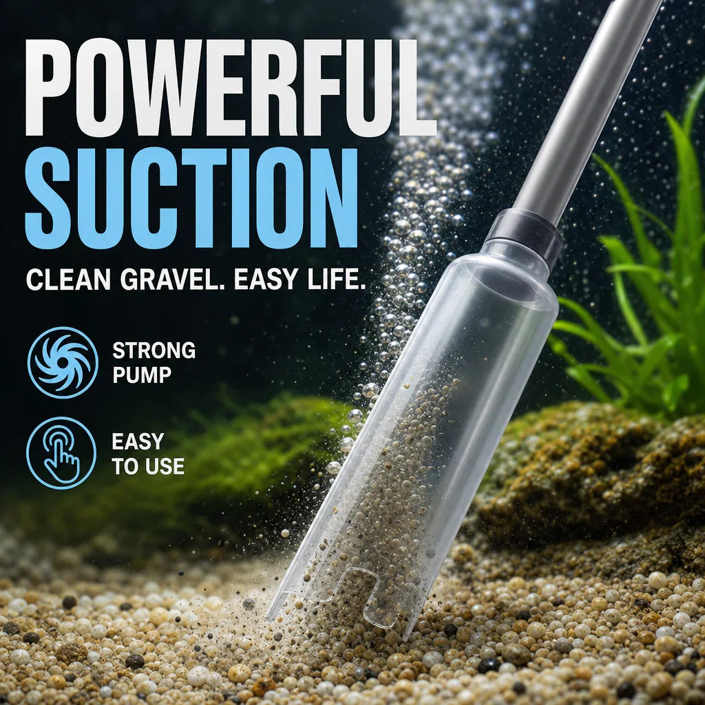 Aquarium Gravel Cleaner Battery-Powered Fine Filter Bag Adjustable Pipe