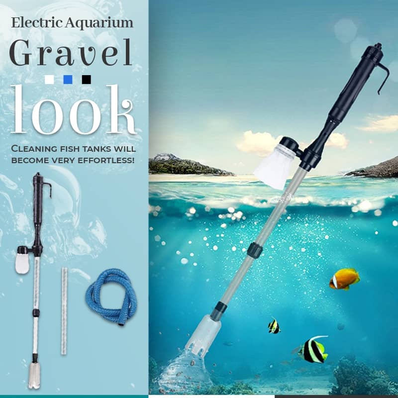 Aquarium Gravel Cleaner Battery-Powered Fine Filter Bag Adjustable Pipe