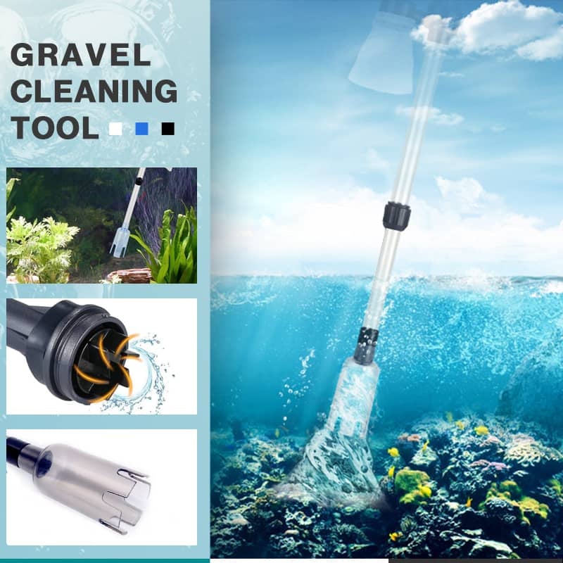 Aquarium Gravel Cleaner Battery-Powered Fine Filter Bag Adjustable Pipe