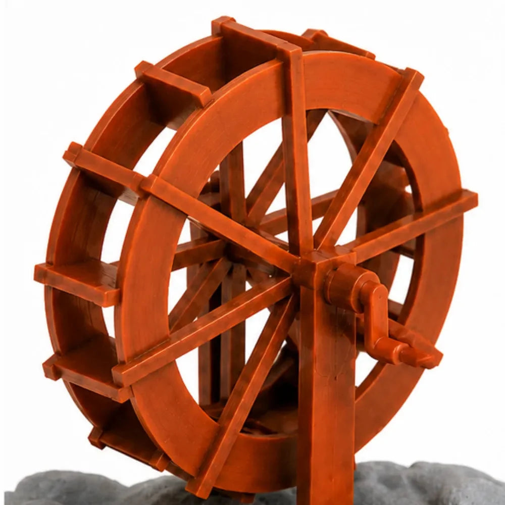 Aquarium Ornament Skeleton Water Wheel Air-Powered Weighted Base Fish-Safe