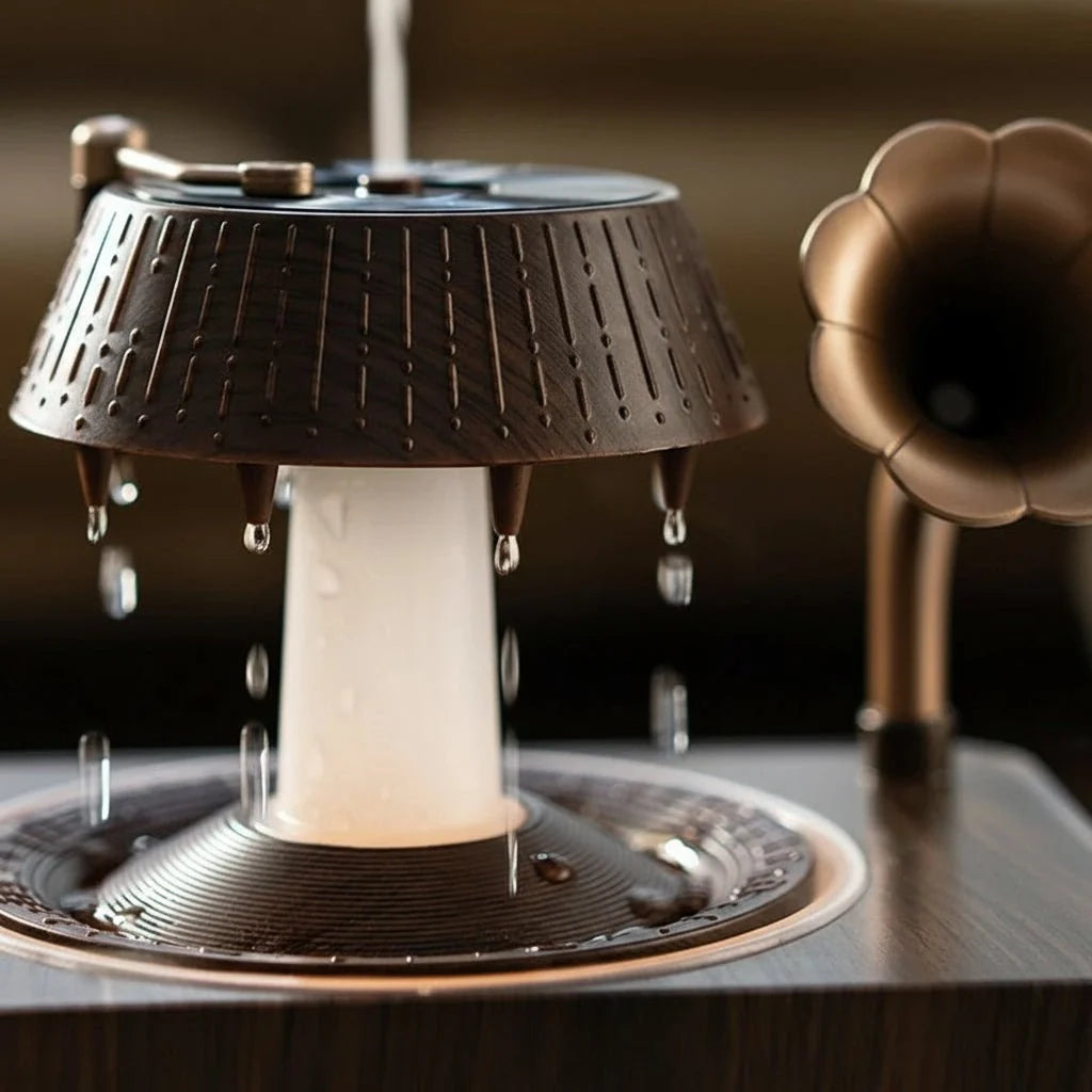 Aroma Diffuser Vintage Gramophone Rainwater Effect LED Mood Light
