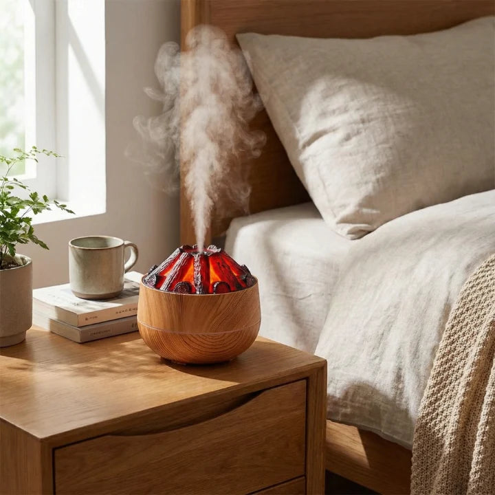 Aroma Diffuser Wood Finish Flame-Like LED Fine Mist USB