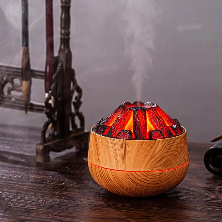 Aroma Diffuser Wood Finish Flame-Like LED Fine Mist USB