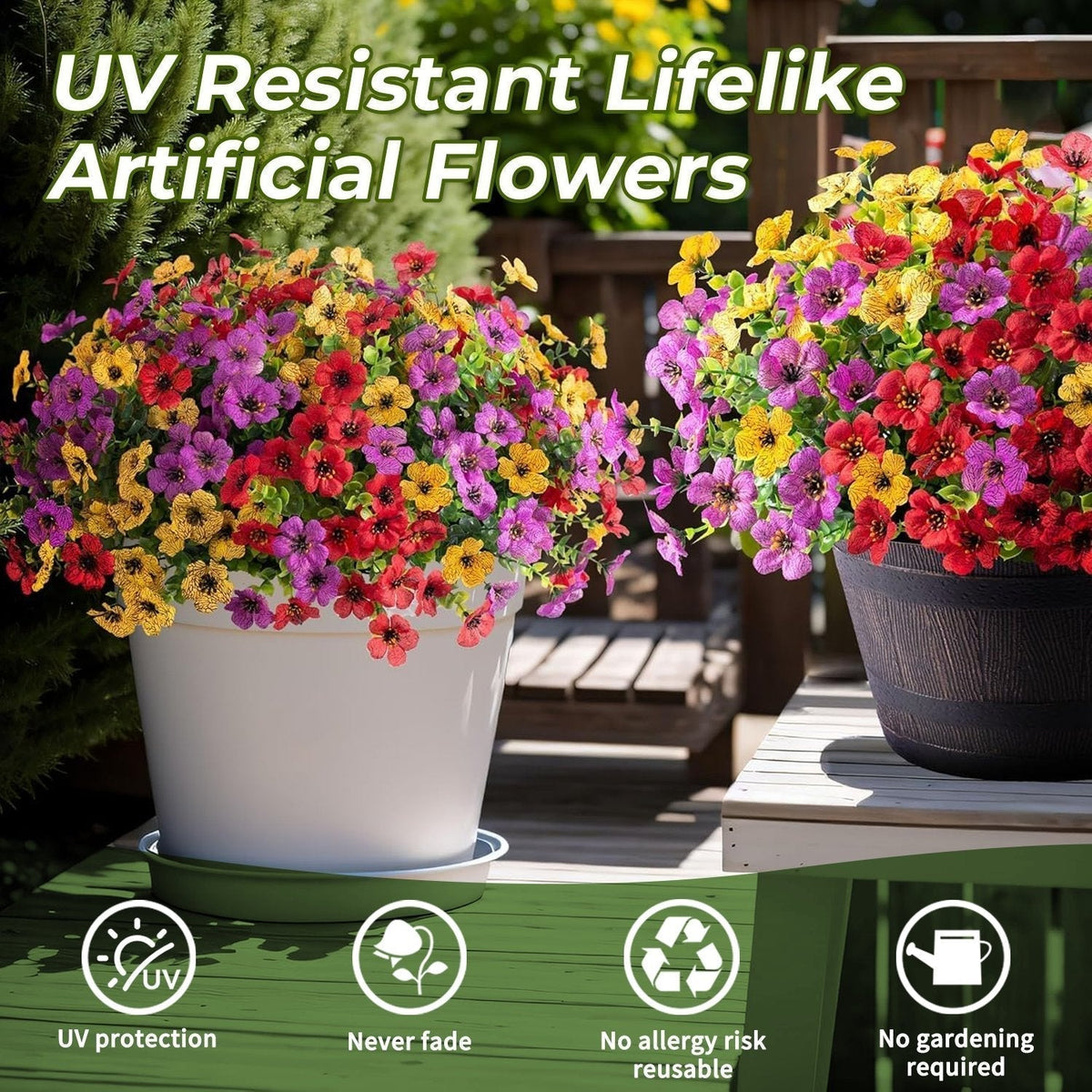 Artificial Flowers UV-Resistant Maintenance-Free Indoor & Outdoor