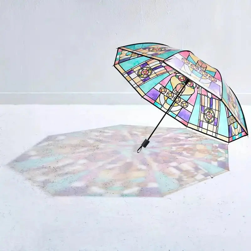 Automatic Umbrella Stained Glass Windproof Fiberglass Ribs