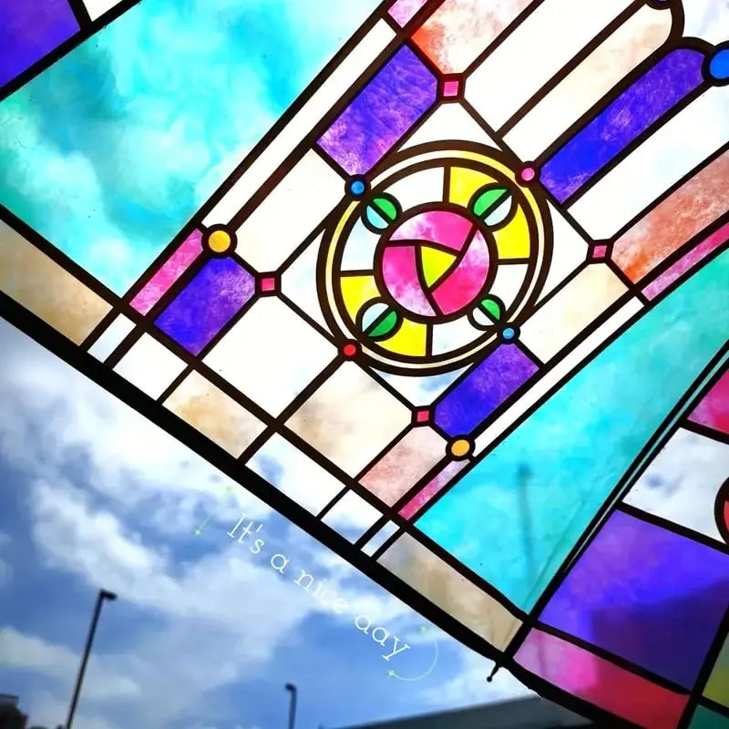 Automatic Umbrella Stained Glass Windproof Fiberglass Ribs