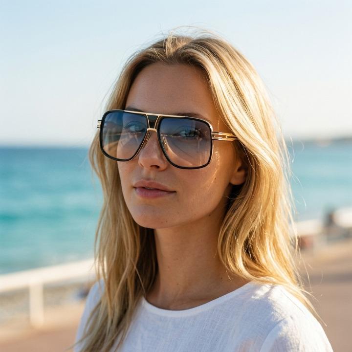 Aviator Sunglasses Oversized Lightweight Metal UV400 Protection