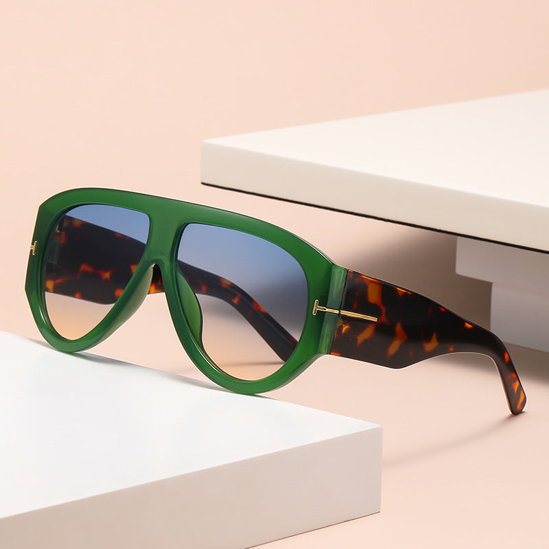 Aviator Sunglasses Oversized UV400 Metal-Detail Frame