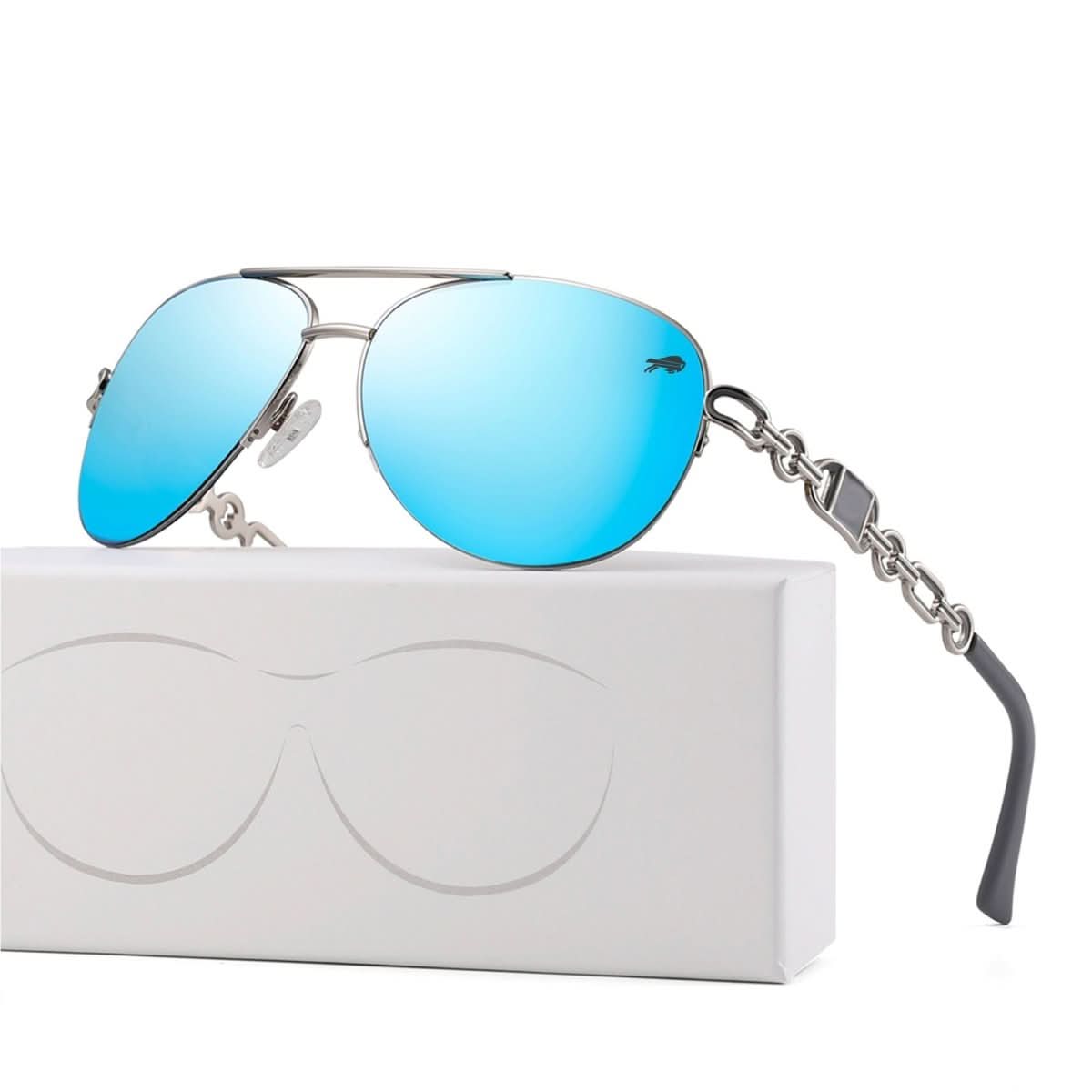 Aviator Sunglasses Polarized UV400 Chain Temple Detail