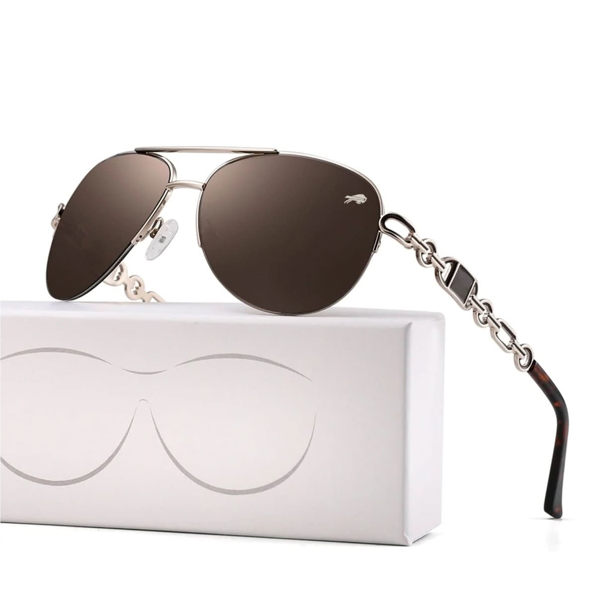 Aviator Sunglasses Polarized UV400 Chain Temple Detail