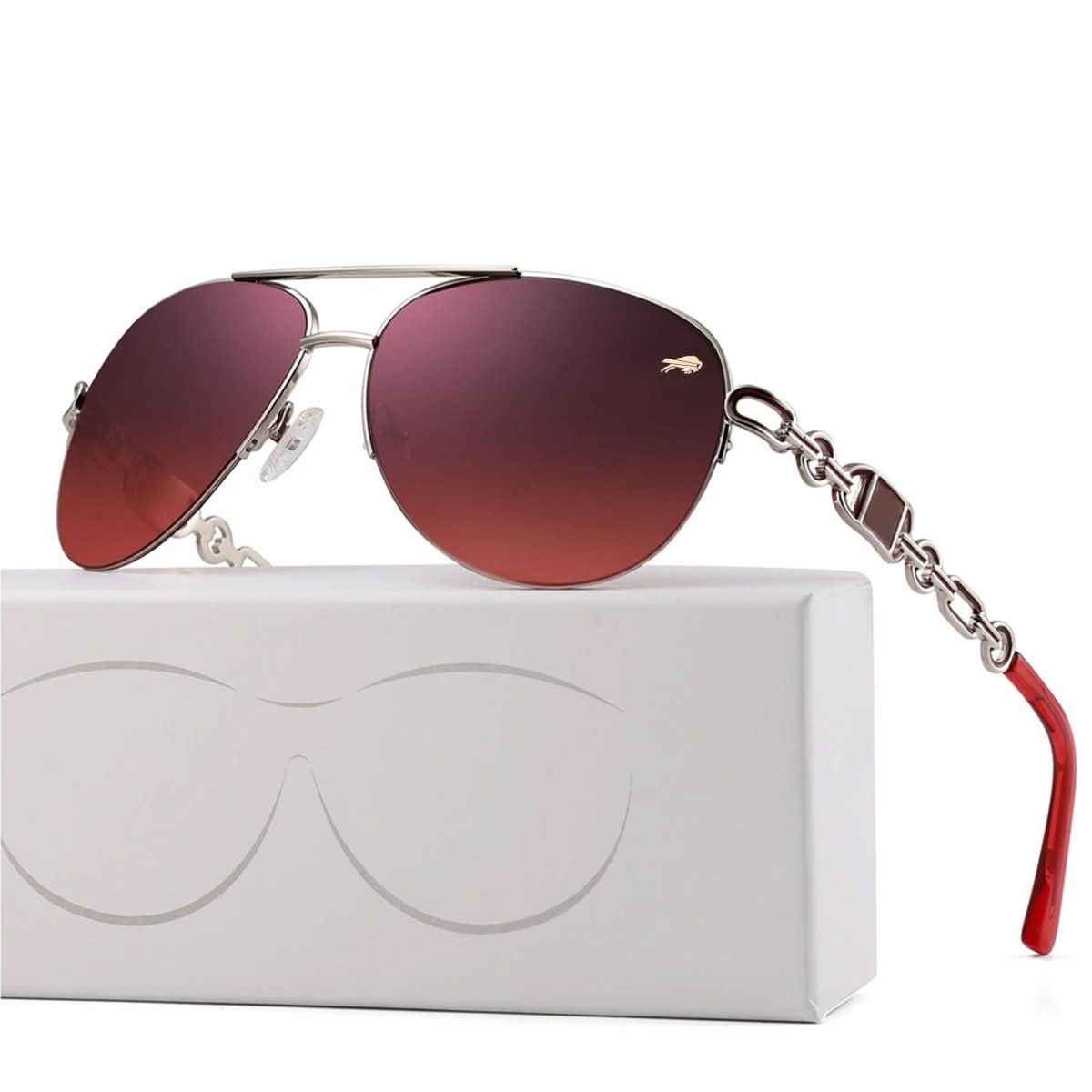 Aviator Sunglasses Polarized UV400 Chain Temple Detail